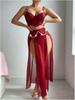 Europa y Estados Unidos ropa interior sexy transfronteriza deseo puro tentación perspectiva falda de malla cadena de perlas fábrica venta al por mayor ropa interior mujeres