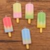 5 colores 15 * 42 mm resina diy pequeños accesorios degradado paleta grande encanto colgante joyería colgante