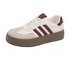 Zapatos Blancos para Pareja para Mujer, Nuevas Zapatillas Casuales de Suela Gruesa, Zapatos Versátiles Casuales con Plataforma y Cordones F8860