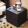 Mesita de noche de madera maciza para uso doméstico, nuevo modelo 2026, tamaño pequeño, color crema vintage, diseño minimalista moderno, gabinete de almacenamiento de mesita de noche