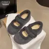 Zapatos de Algodón con Piel, Suela Gruesa y Tacón Oculto, Cierre de Velcro, Estilo Mary Jane de Lana, Planos con Forro de Terciopelo, Botas de Nieve para Mujer, Novedad Invierno 2026