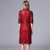 Vestido de novia de encaje de primavera y otoño de estilo chino mejorado de gran tamaño cheongsam para suegra, 200 kg