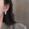Pendientes de encaje de perlas con incrustaciones de diamantes estilo francés con aguja de plata en forma de C, pendientes de temperamento exquisitos y dulces, pendientes para mujer de lujo ligero y sensación de alta gama