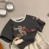 Conjunto de Camiseta com Estampa de Desenho Animado e Shorts para Crianças, Nova Moda de Verão Casual Roupa de Trabalho Shorts Conjunto de Duas Peças para Meninos