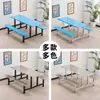 Comedor de fábrica de cantina de empresa escolar, mesa de comedor de acero inoxidable 4/6/8, combinación de mesa y silla de comida rápida reforzada