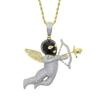 Marca de Moda Hip-Hop Transfronteriza Colgante de Ángel Lleno de Diamantes Chapado en Oro Micro-Incrustado Zircón Hiphop Punk Collar para Hombre al por Mayor Trendy