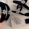 Floco de neve de inverno veludo preto elegante all-match headband outono e inverno acessórios para cabelo grampo de cabelo grampo de cabelo BB clipe textura novo