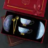 Conjunto Requintado e Bonito de Xícaras de Café em Porcelana Óssea, Presente de Aniversário de Alto Padrão, Luxo Acessível e Bonito Presente de Inauguração Caixa de Presente