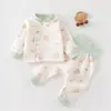 Roupas de primavera e outono para bebês, conjunto de pijama de outono para crianças, roupa de dormir 100% algodão Classe A, roupas de primavera e outono, segunda pele para bebês, conjunto de duas peças