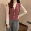 Casaco suéter colete estilo japonês para mulheres, colete de tricô trançado estilo coreano, solto e versátil, top curto espesso para o inverno