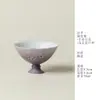 Taza Maestro de Tallo Alto Ino Kiyosong Ritmo Morado Flor Blanca Pintada a Mano, Taza de Té Kung Fu de Alto Valor, Taza de Té Personal para Mujeres