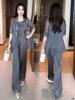 Traje de Moda Dropshipping para Mujer Estilo Verano 2025 Aspecto Adelgazante Camisa con Protección Solar Pantalones de Pierna Ancha Conjunto Casual de Tres Piezas