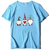 Camiseta de Manga Corta para Mujer 2022 Estilo Simple Estampado de Amor de los Tres Enanitos Cuello Redondo Top Holgado para Primavera y Verano