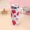 Amazon Nuevo Producto Vaca Diamante Taza para Coche 40oz Aislada para Vehículo con Popote Enfriador de Hielo Taza para Cerveza Estampado de Logo