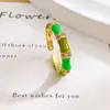 Anel com Motivos de Bambu Estilo Chinês e Design em Esmalte, Apresentando um Padrão Ascendente, Design de Nicho com Sensação de Alto Padrão, Luxo Leve, Anel Aberto Ajustável
