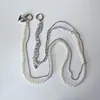 Ins Simple Nuevo Lazo de Perlas Cadena Cruzada con Cuentas Cadena de Corazón Plateada Colgante para Lanyard de Teléfono Móvil Hecho a Mano