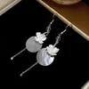 Remate Especial~Aretes Cuadrados Colgantes con Diamantes Incrustados de Aguja de Plata Lujo Accesible Versátiles de Gama Alta Pendientes Sencillos de Nicho