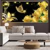 Pintura de diamantes de rosa amarilla simple moderna versión de diamantes completos sala de estar dormitorio pegado de puntos Diamante flor fresca mariposa suministro transfronterizo