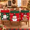 Fundas de respaldo de silla navideñas transfronterizas, con diseños 3D de Papá Noel, muñeco de nieve y renos, para mesa de comedor, fiesta y decoración del hogar