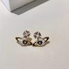 Pendientes de plata 925 con diseño de Saturno, chapados en cobre y oro de 18 quilates, con circonitas, estilo emperatriz viuda, para mujer, pequeños, elegantes y lujosos.