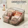 Portalápices Cosmético de Escritorio, Caja de Almacenamiento de Lujo Ligero, Cubo de Almacenamiento para Papelería, Compartimentos Trapezoidales Transparentes de Estilo Nórdico