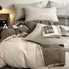 Conjunto de cama de quatro peças em gaze dupla de algodão escovado, capa de edredom 100% algodão, conjunto de lençóis de três peças, lençol com elástico, roupa de cama para dormitórios estudantis