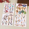 Cartão Postal Floral Estilo Chinês Criativo com Caligrafia Tradicional, Inserção Única em Formato de Leque, Conjunto de Marcadores de Página com Foto