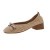 Zapatos Planos Retro Franceses con Lazo para Mujer 2025 Primavera y Verano Nuevos Versátiles Transpirables Tejidos Calados