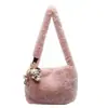 Bolsa de pelúcia fofa para mulheres, tendência outono/inverno 2026 novo estilo, bolsa tote felpuda, bolsa de ombro, bolsa transversal
