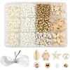 Venda Quente Transfronteiriça Conjunto de Caixas de 12/15/24 Compartimentos em ABS Imitação Pérola com Contas Espaçadoras Douradas, Conchas e Estrelas do Mar Acessórios para Joias DIY