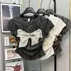 Elegante Camiseta Redonda de Manga Corta con Lazo Estilo Francés, Verano 2026 Dulce y Picante Nuevo Ajustado de Nicho Versátil