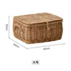 Cesta de Almacenamiento de Ratán Personalizada con Tapa, Caja de Almacenamiento de Mimbre, Cesta Organizadora de Gran Capacidad para Ropa y Juguetes del Hogar