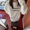 Camiseta de algodón puro de peso pesado para mujer, otoño, talla grande, estilo coreano, marca de moda, estampado de letras, estilo americano vintage, oversize, diseño único