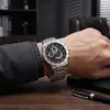 Calendário de atacado em estoque, novo relógio de quartzo de três ponteiros para homens, pulseira de aço com textura fosca, relógio simples de comércio exterior para homens