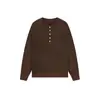 Suéter Botão a Botão com Blocos de Cor e Gola Henley para Homens, Outono e Inverno, Quente, Solto, Casual, Vintage, Malha Versátil