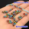 Plata de ley s925 Azul Quemado Pegamento Carpa Aterrizando Cubo Cuentas separadas Cuerda de Mano Trenzada Pulsera Collar Accesorios DIY Hechos a Mano