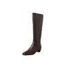Botas Altas de Piel de Oveja Invisibles para Aumentar la Altura, Piernas Largas, Tubo Alto, Ajustadas, Invierno 2026, Tacón Medio, Punta Cuadrada, Piel Genuina, Cintura Delgada, Botas Largas para Mujer
