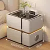 Mesita de noche inteligente de madera maciza, mueble de dormitorio de lujo de alta gama para el hogar con altavoz, carga inalámbrica, almacenamiento, no requiere instalación