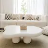 Mesa de centro con forma de nube para sala de estar, adecuada para espacios pequeños, color crema, moderna, diseño simple y moderno, mesa baja única, mesa de centro simple para interiores