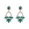 Brincos da série Verde de moda personalizados liga irregular com incrustação de diamante leve luxo brincos de alta qualidade atacado transfronteiriço europeu e americano