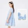 Vestido de Verano Balabala para Niñas, Vestido Dulce con Estampado de Moños y Mangas Abullonadas para Niños Grandes, Estilo Dulce y Fresco