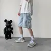 Comércio Exterior Bolso Grande Cargo Cintura Alta Emagrecedor Verão Finos Calças de Cinco Pontos Tendência Ins Perna Reta Estilo Hong Kong Shorts Jeans Masculino