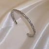 Pulsera de Zirconia Estilo Francés con Forma de Serpiente de Diseño Exclusivo, Hueso de Serpiente Plateado Ajustable Abierto, Chapado en Oro Rosa para Apilar