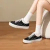 Zapatos de lona planos negros ZHR para mujer, novedad otoño 2026 estilo coreano casual versátiles de caña baja zapatillas deportivas