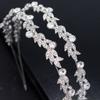 Diadema de corona nupcial de doble fila de diamantes de imitación estilo europeo, hojas de aleación, accesorios para boda, boda, accesorios para boda al por mayor