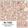 Redanco5D Embutido Popular Desenho Animado Adesivo para Unhas Coelho Laço Estéreo Adesivo de Unha Dr1425