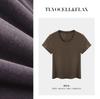 [Camiseta Decote U Tencel Linho Nude] Lyocell Manga Curta Feminina Novo Design Emagrecimento Costas 1688 Camiseta Feminina