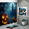Ventas Directas de Fábrica Amazon Comercio Electrónico Halloween Nuevo Estampado Digital Impermeable Poliéster Cortina de Baño Mampara Cortina de Ducha 2