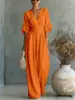 Mono elegante de mujer con cintura ceñida y escote en V, estilo cruzado europeo y americano, nuevo para primavera/verano 2026, Amazon