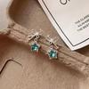 Pendientes de Zirconia con Lazo Estilo Frío Lujo Ligero para Mujer con Aguja de Plata Diseño de Nicho con Sentido Pendientes de Estrella Pentagonal Pendientes Delicados